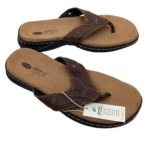 NWT Dr. Scholls Memory Fit Foam Leather Thong Sandal